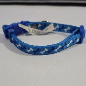 Blue Dog Bone Patterned Small Dog Collar